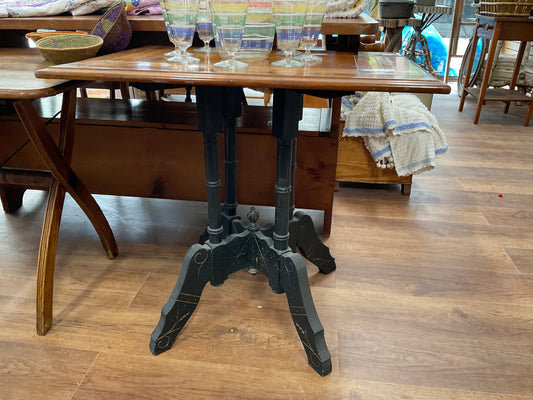 Victorian Parlor Table with Folk Art Inlaid Top