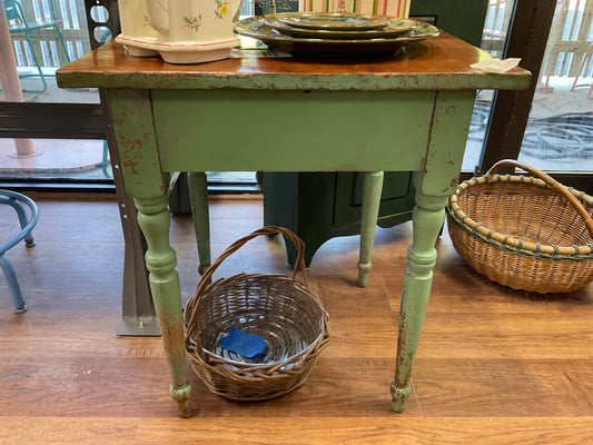 Antique Square Table-Cherry Top with Green Base