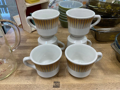 Set of Six Jackson Mid Century Modern Radiate Design Cups