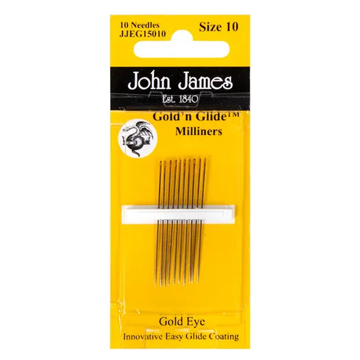 John James Gold'N Glide Milliners / Straw Needles Size 10