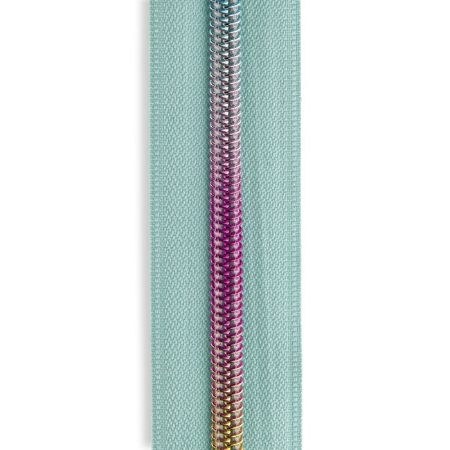 #5 Rainbow Metallic Nylon Coil Continuous Zipper by the Yard
