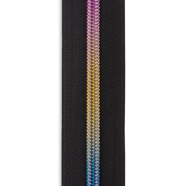 #5 Rainbow Metallic Nylon Coil Continuous Zipper by the Yard