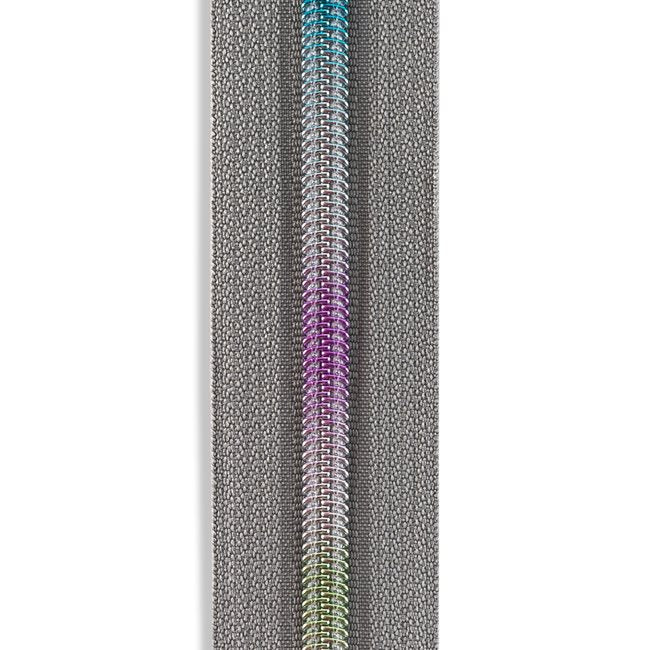 #5 Rainbow Metallic Nylon Coil Continuous Zipper by the Yard