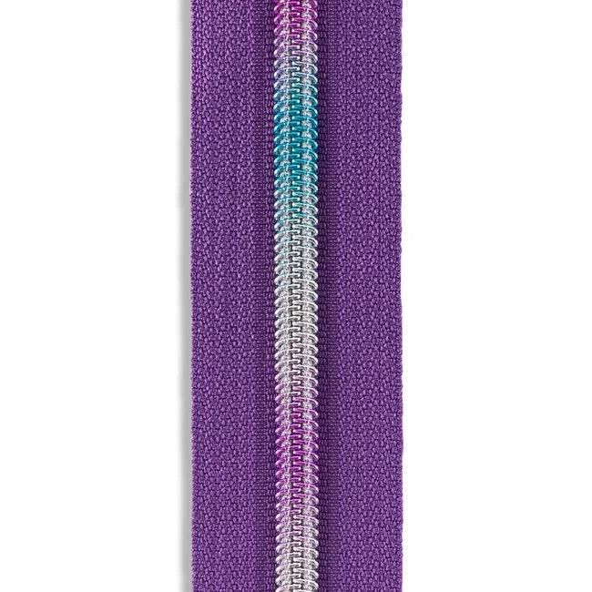 #5 Rainbow Metallic Nylon Coil Continuous Zipper by the Yard