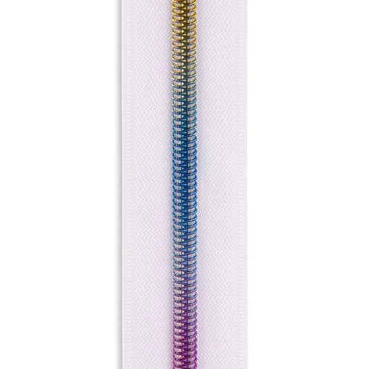 #5 Rainbow Metallic Nylon Coil Continuous Zipper by the Yard