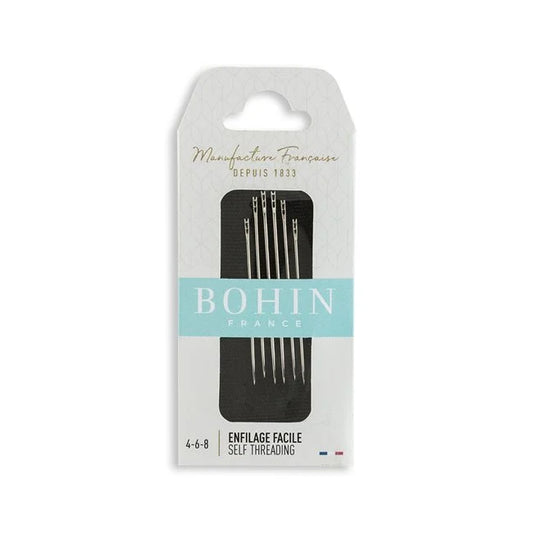 Bohin Self Threading Hand Needles - Size 4, 6 & 8 - 6/Pack