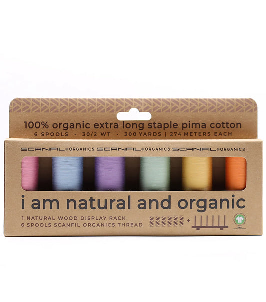 Scanfil Organic Cotton 6 Spool + Rack Set | 50/2 WT | 500 YD Pastels