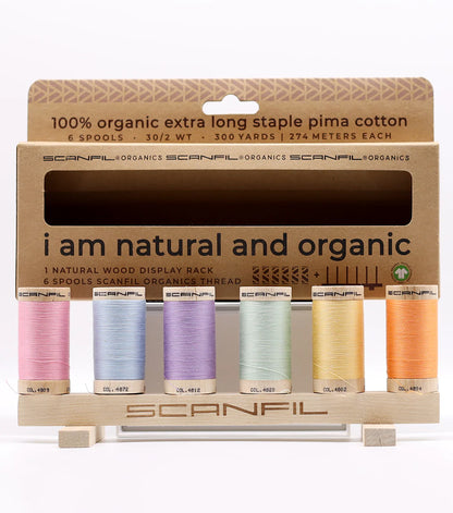Scanfil Organic Cotton 6 Spool + Rack Set | 50/2 WT | 500 YD Pastels