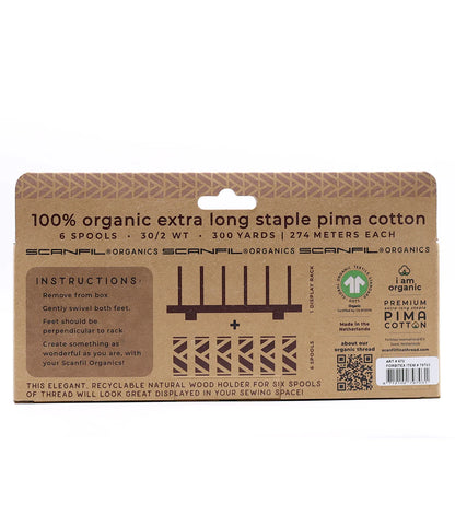 Scanfil Organic Cotton 6 Spool + Rack Set | 50/2 WT | 500 YD Pastels