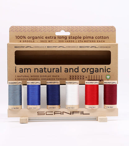 Scanfil Organic Cotton 6 Spool + Rack Set | 50/2 WT | 500 YD  Patriotic