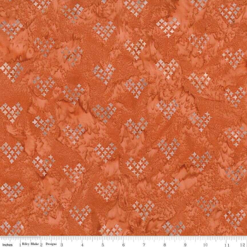 Boho Batiks Stitched Hearts Salmon Run