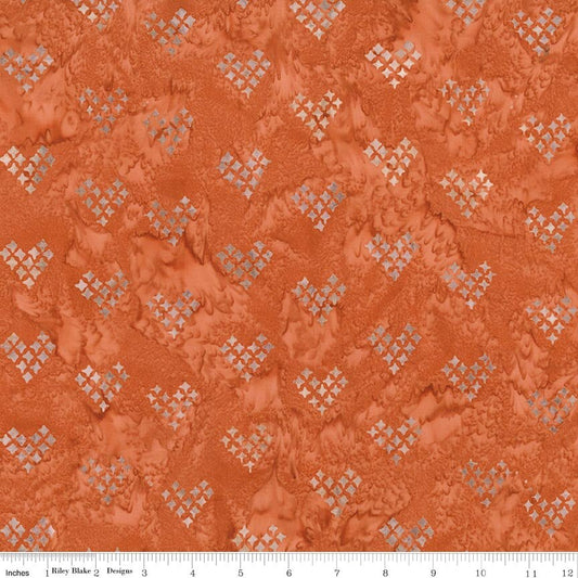 Boho Batiks Stitched Hearts Salmon Run