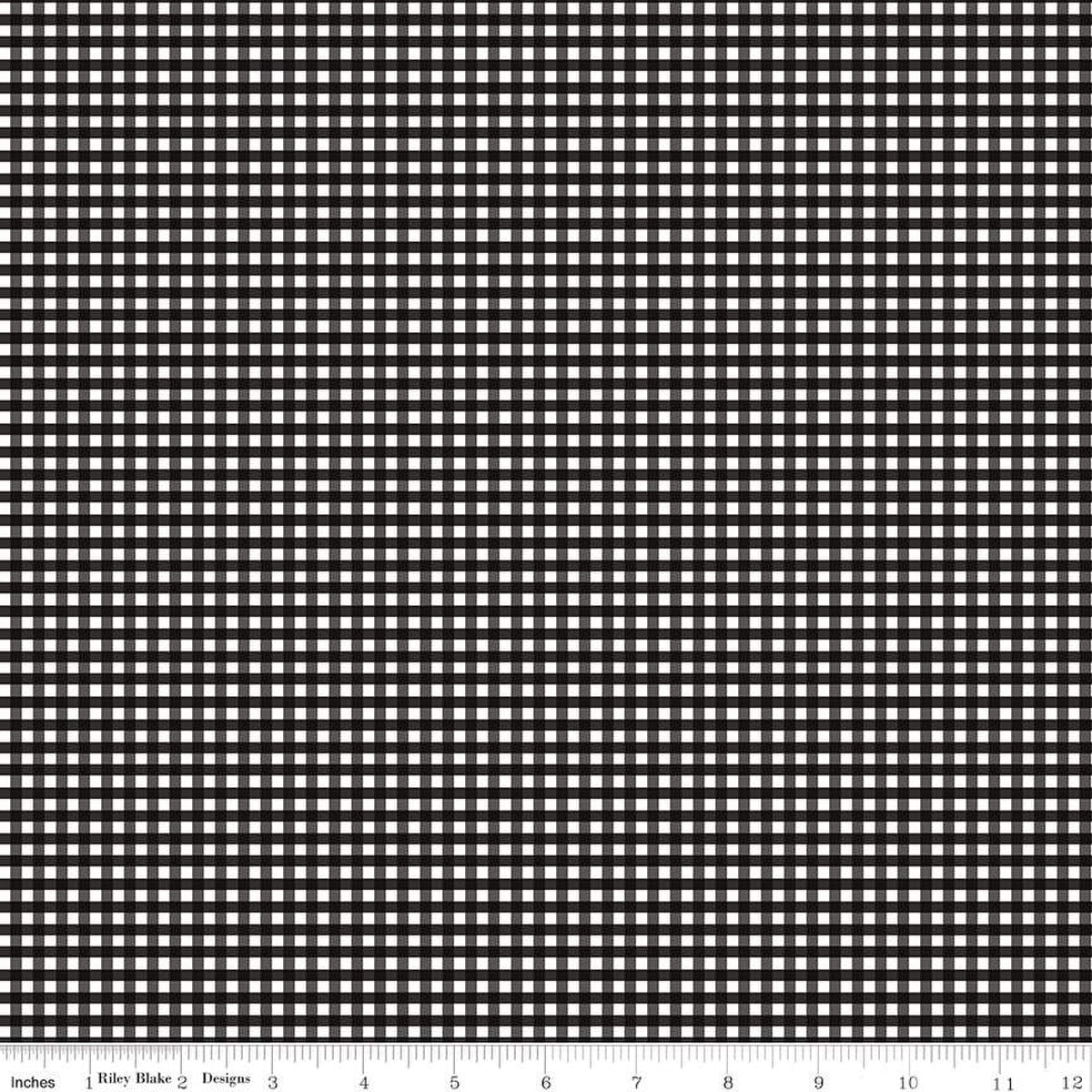 BLACK 1/8 Inch Small Gingham Black