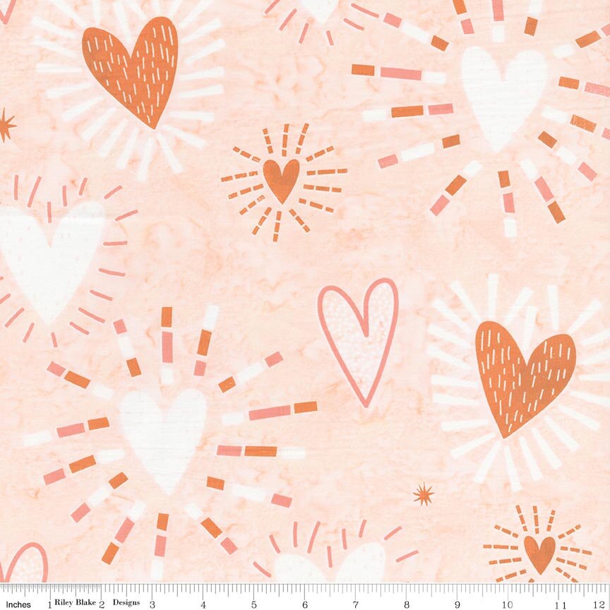 Boho Batiks Hearts Creamsicle