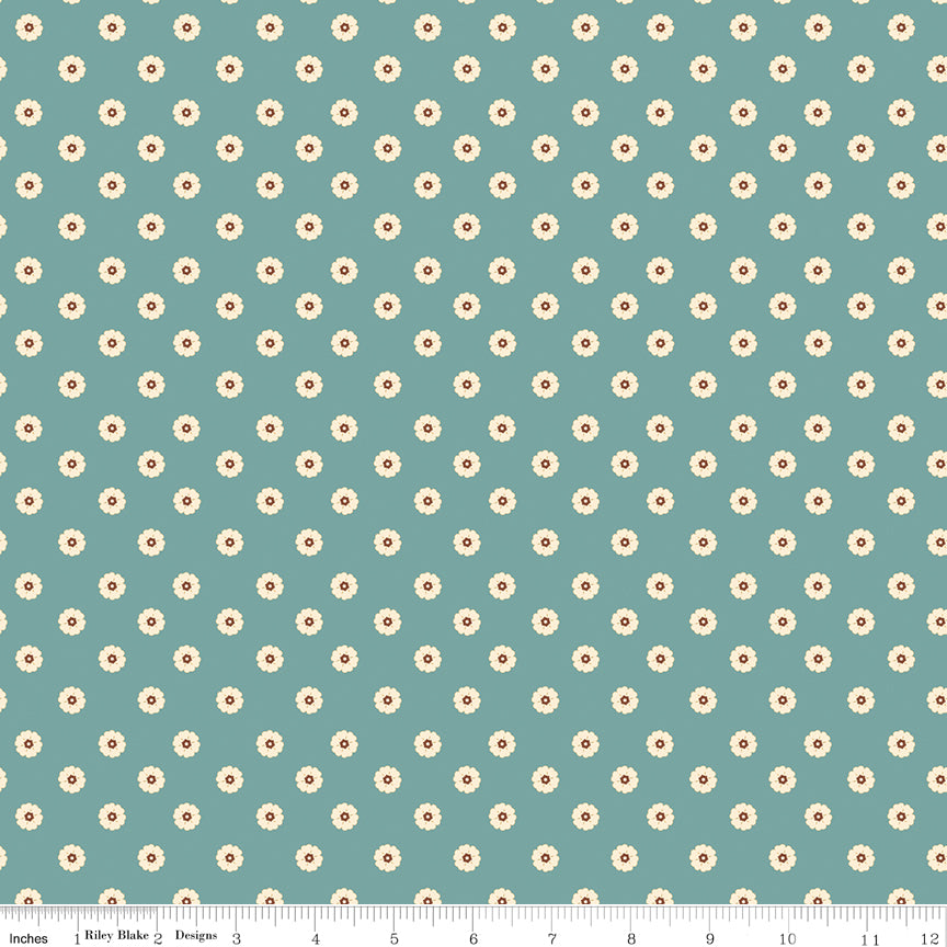 Cowgirl Flower Dots Blue