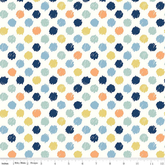 Love You to the Moon Dots Multi - Flannel