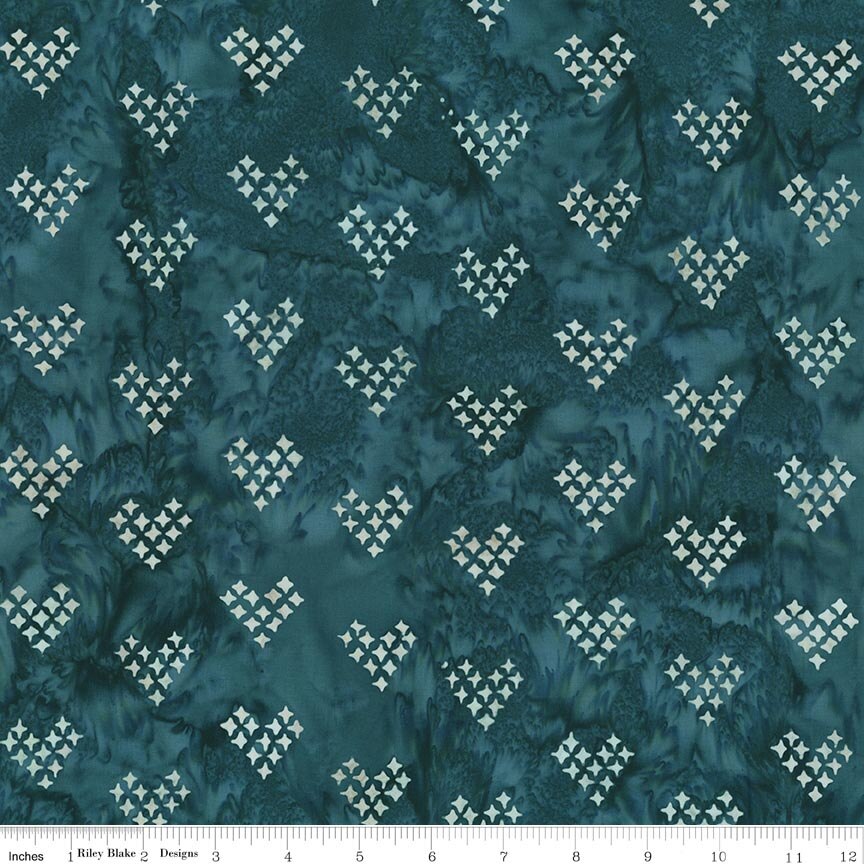 Boho Batiks Stitched Hearts Stormy Seas