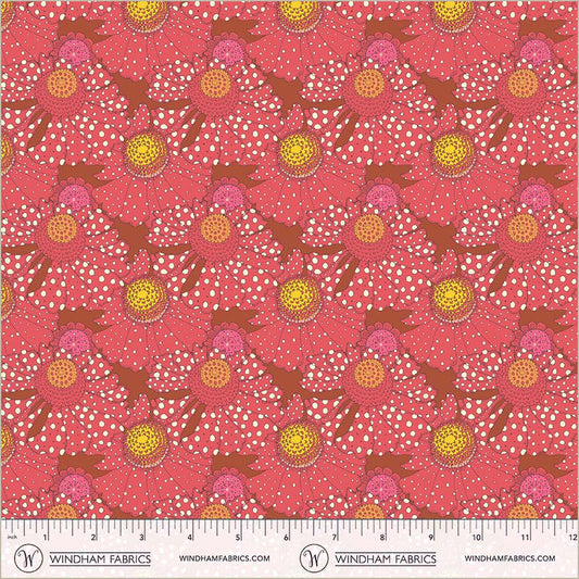 Sunshine, Polka flower, Crimson, High Density Cotton