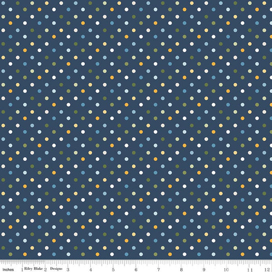 Sunshine & Dandelions Dots Navy