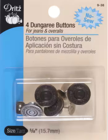 Button Dungaree Antique Brass - 5/8in