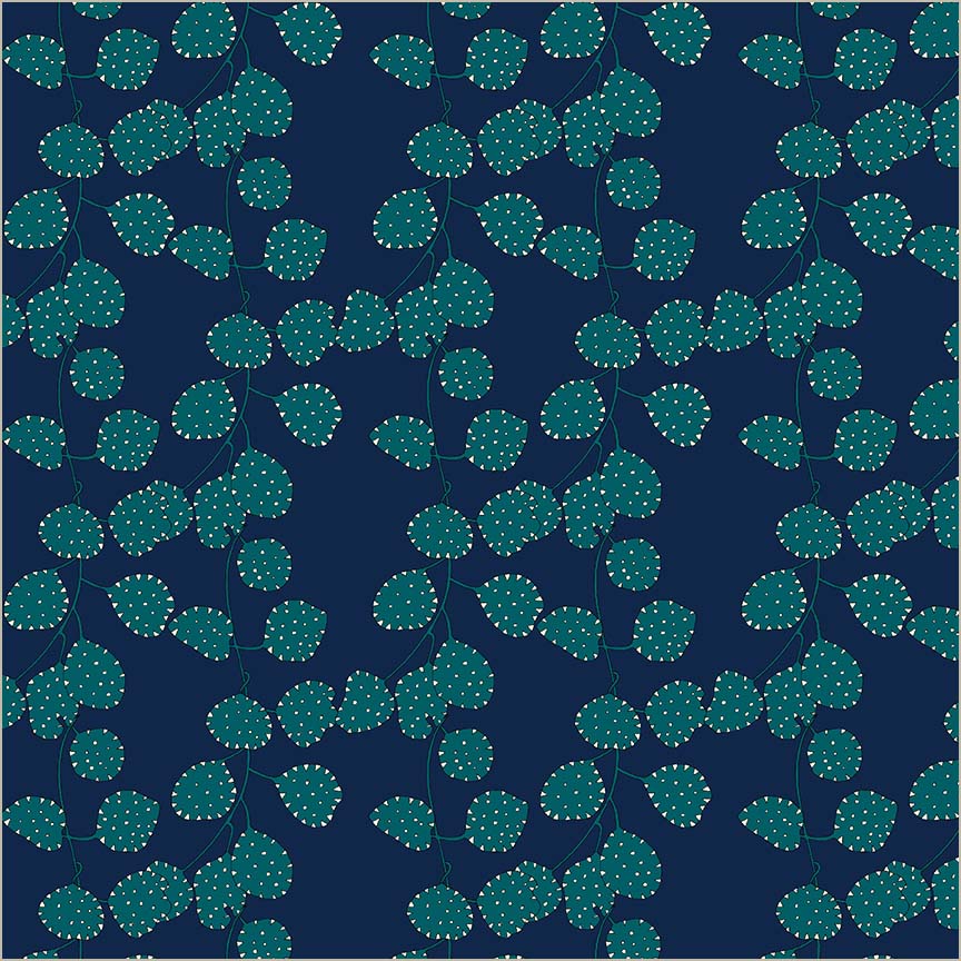 Sunshine, Peony Park, Indigo, High Density Cotton