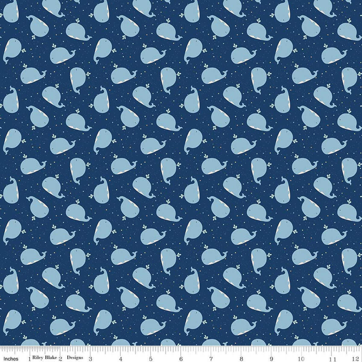 Love You to the Moon Whales Navy - Flannel