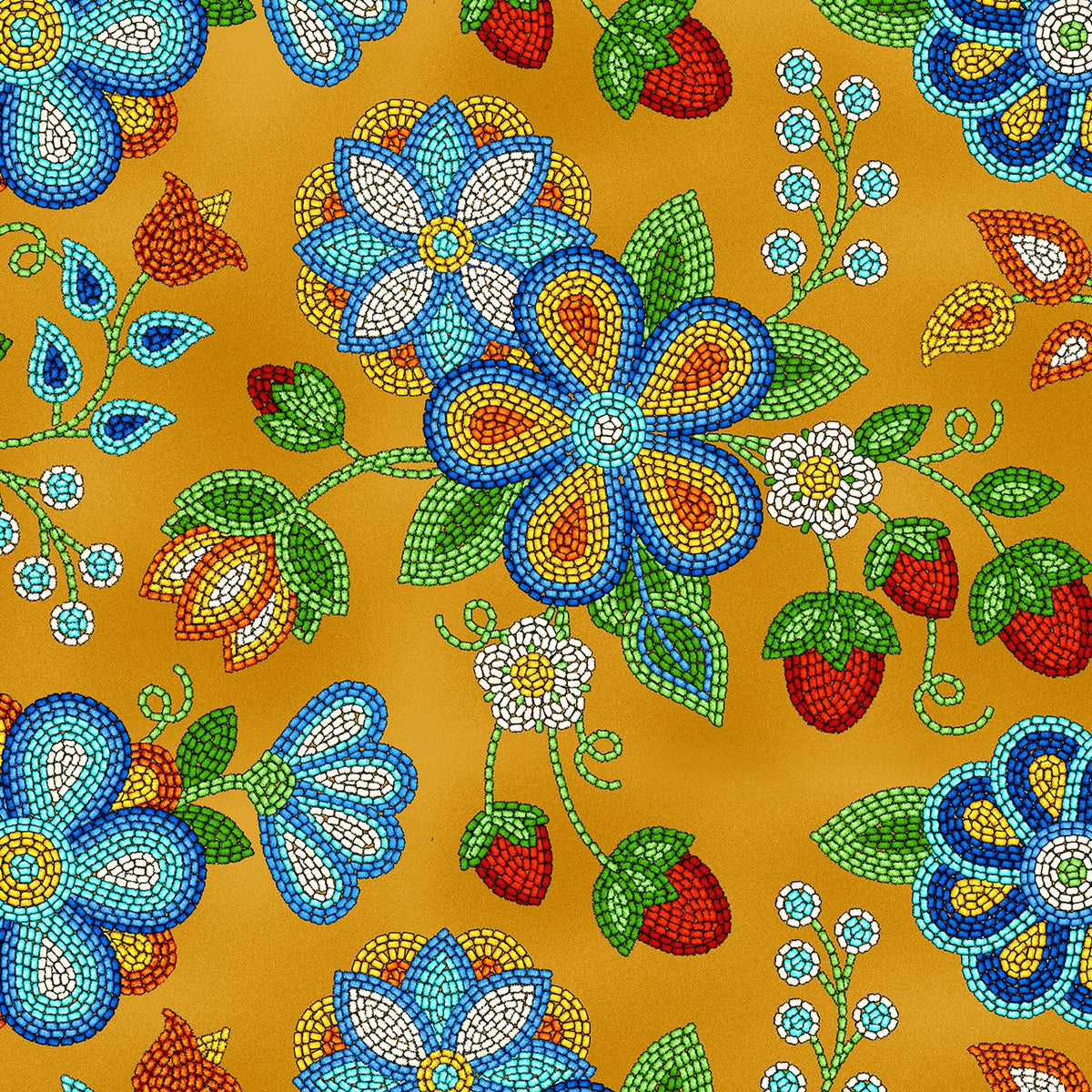 Beaded Strawberry Tucson Canvas Moosehide