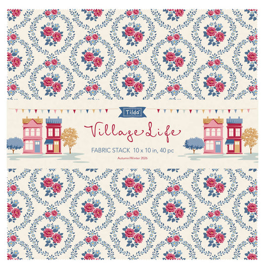 Village Life Fabric Stack 10" squares, 40 pcs ** Pre-order, Available Oct 1, 2026 **