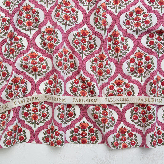 Indian Block Prints Cottage: Lattice Floral in Pink