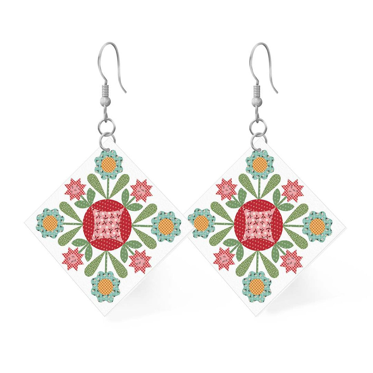 Leather Square Earrings Prairie