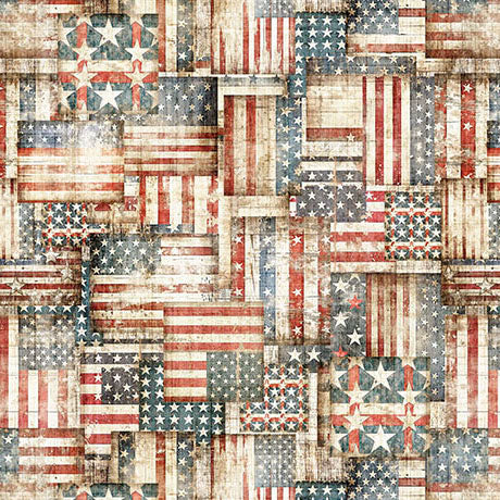 AMERICAN COUNTRY-FLAG PATCHWORK-CREAM