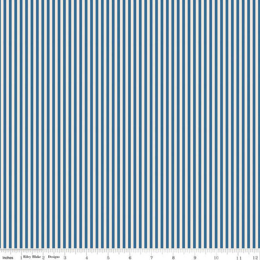 Stripe 1/8" on Ivory Coastal Blue