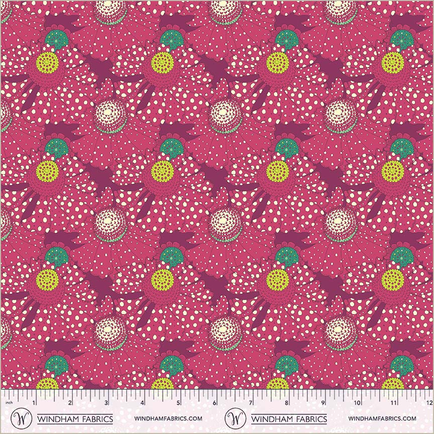 Sunshine, Polka flower, Plum, High Density Cotton