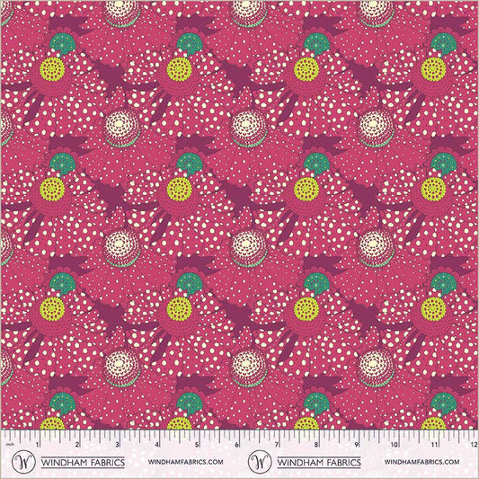 Sunshine, Polka flower, Plum, High Density Cotton