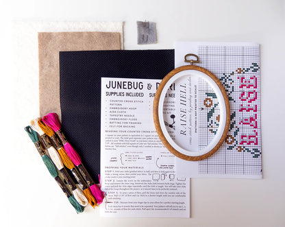 Junebug and darlin cross stitch Raise Hell Kit