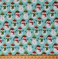 Jingle Flannel-Turquoise Snowmen