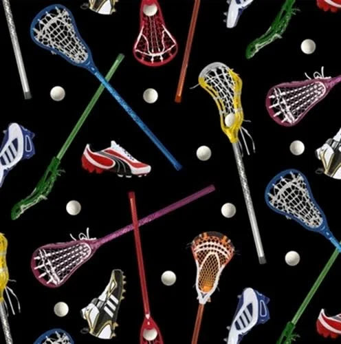 Black Lacrosse sticks and shoes