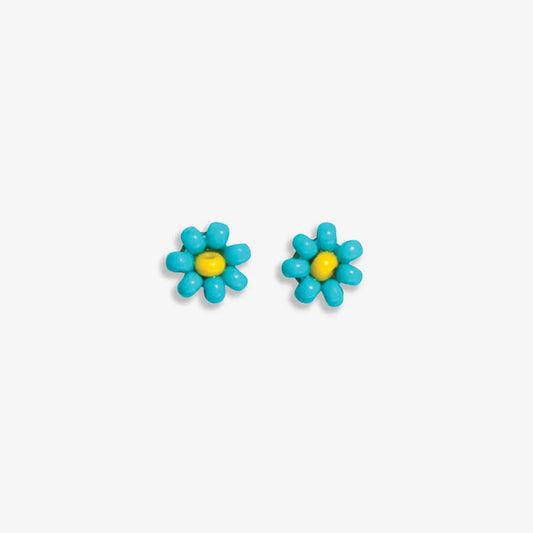 Ink + Alloy Turquoise Bead Flower Stud Earrings