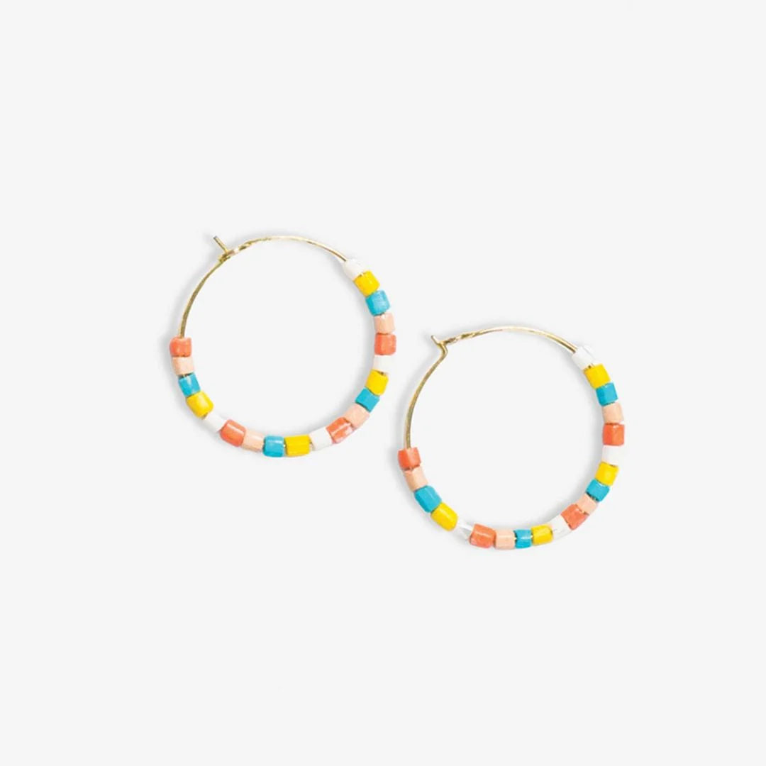 Ink + Alloy Victoria Mixed Beaded Hoop Earring - Amalfi