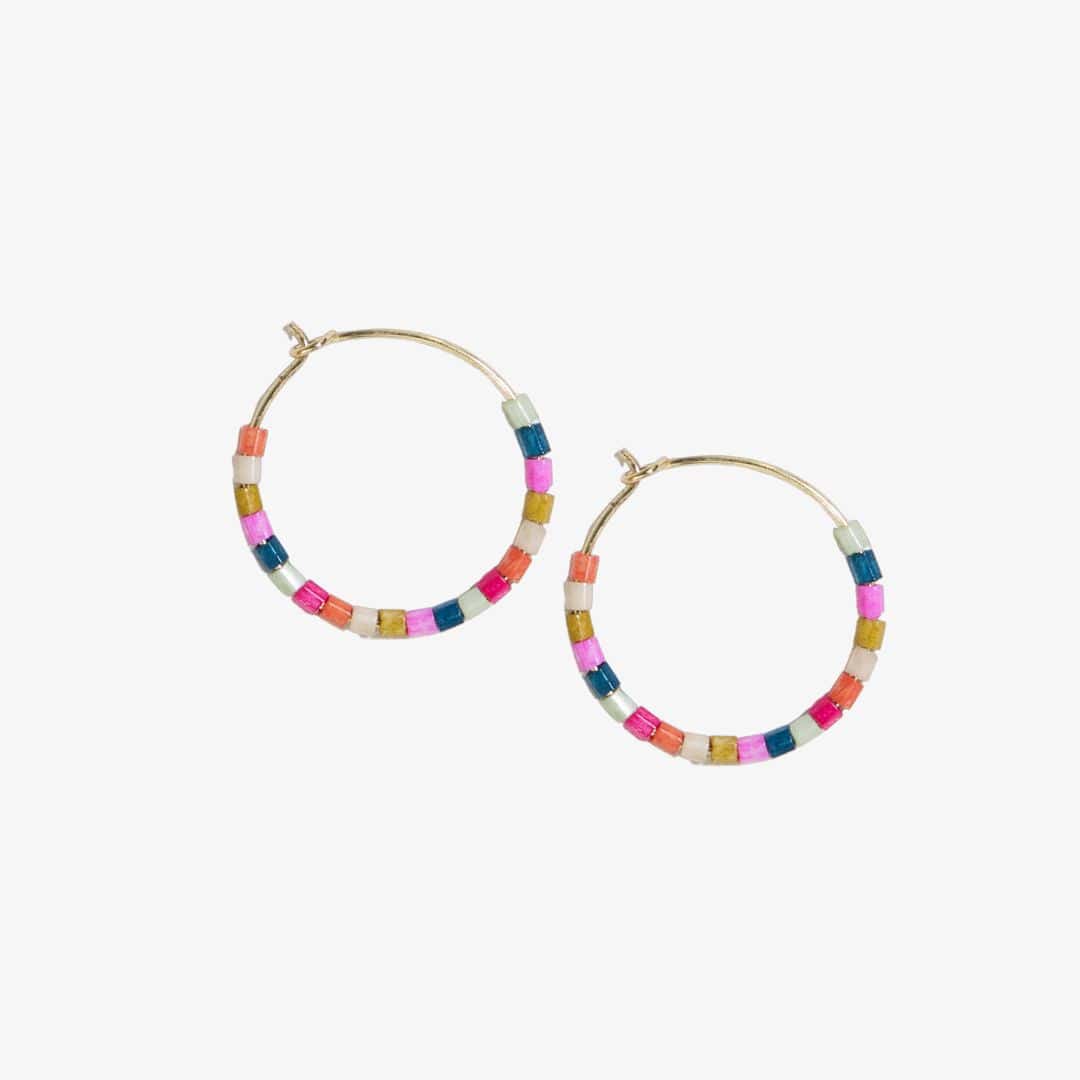 Ink + Alloy Victoria Mixed Beaded Hoop Earring -rainbow