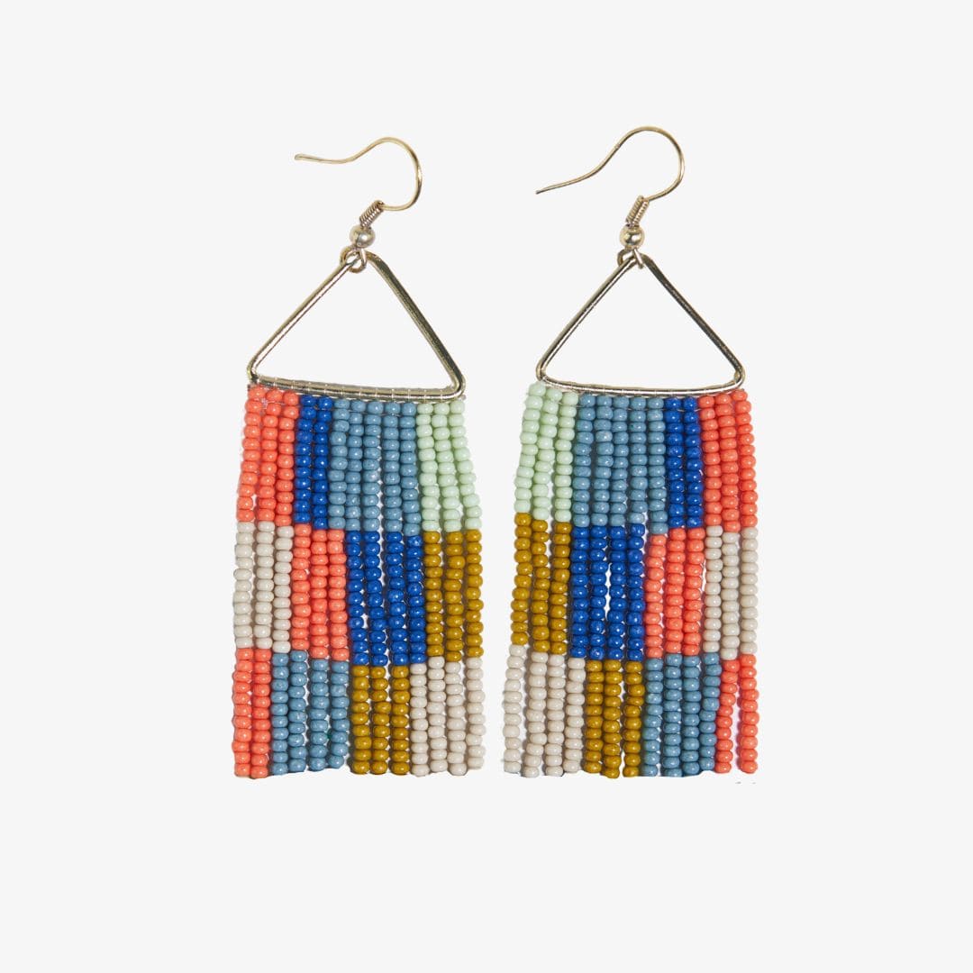 Ink + Alloy Whitney Checkered Dangle Earring in Coastal Colors