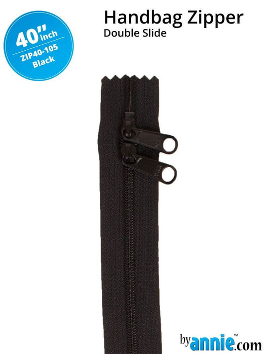 [ZIP40-105] 40" Handbag Zippers - Double Slide (Black)