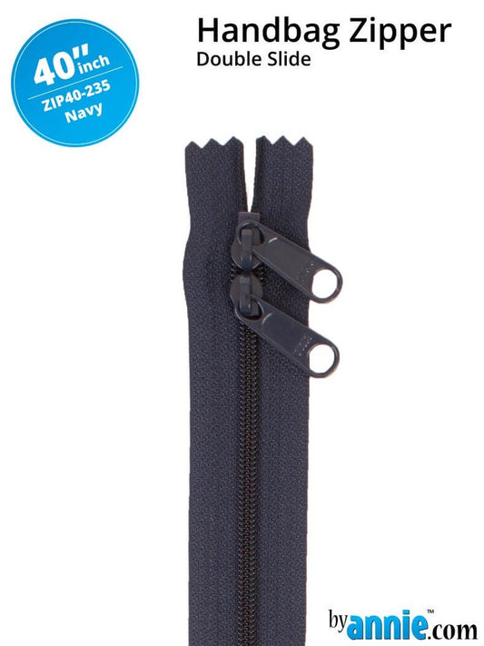 [ZIP40-235] 40" Handbag Zippers - Double Slide (Navy)