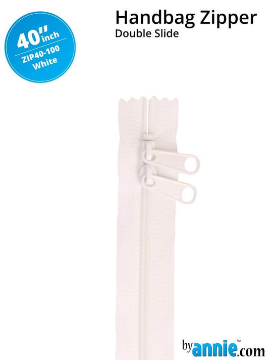 [ZIP40-100] 40" Handbag Zippers - Double Slide (White)